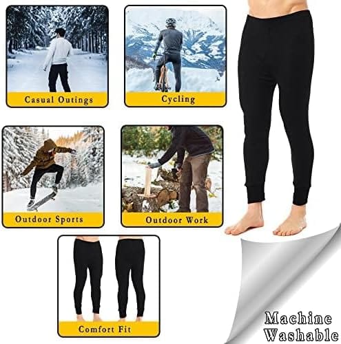 2 Pack Men's Plus Size Thermal Underwear Long John Trousers Bottom Warm Durable Baselayer Insulated Brushed Yarn for Running Hiking Outdoor Sports Workwear Black 3XL-6XL by Heatwave Thermalwear Thermal Underwear