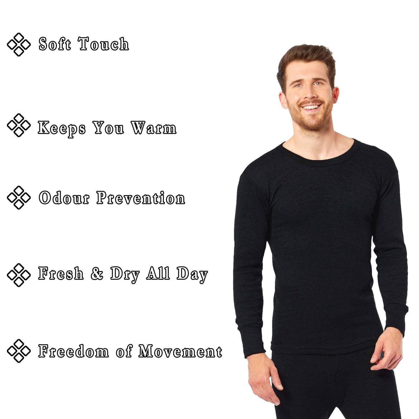 2 Pack Men's Plus Size Thermal Underwear Long Sleeve Tops Warm Durable Baselayer Insulated Brushed Yarn for Running Hiking Outdoor Sports Workwear Black 3XL to 6XL by Heatwave Thermalwear Thermal Underwear