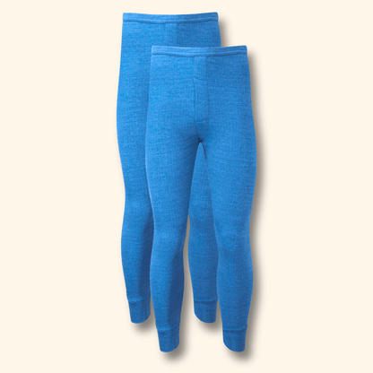 2 Pack Men's Thermal Underwear Long John Trousers Bottom Warm Durable Baselayer Insulated Brushed Yarn for Running Hiking Outdoor Sports Workwear Small to XXL White Black Grey Navy by Heatwave Thermalwear BLUE / S Thermal Underwear
