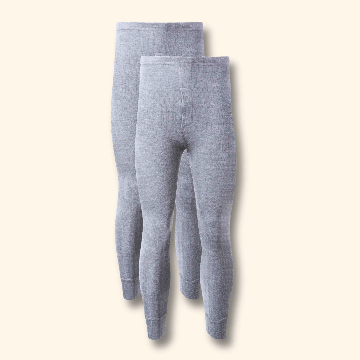 2 Pack Men's Thermal Underwear Long John Trousers Bottom Warm Durable Baselayer Insulated Brushed Yarn for Running Hiking Outdoor Sports Workwear Small to XXL White Black Grey Navy by Heatwave Thermalwear GREY / S Thermal Underwear