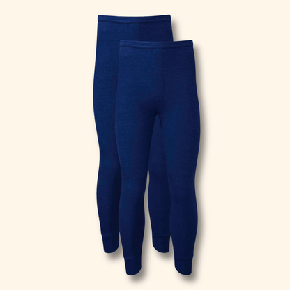 2 Pack Men's Thermal Underwear Long John Trousers Bottom Warm Durable Baselayer Insulated Brushed Yarn for Running Hiking Outdoor Sports Workwear Small to XXL White Black Grey Navy by Heatwave Thermalwear NAVY / S Thermal Underwear
