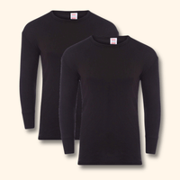 2 Pack Men's Thermal Underwear Long Sleeve Tops Warm Durable Baselayer Insulated Brushed Yarn for Running Hiking Cold Weather Sportswear Durable Winter Clothing Small to XXL White Black Grey Navy by Heatwave Thermalwear BLACK / S Thermal Underwear