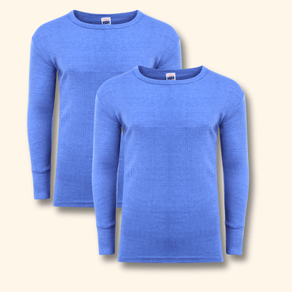 2 Pack Men's Thermal Underwear Long Sleeve Tops Warm Durable Baselayer Insulated Brushed Yarn for Running Hiking Cold Weather Sportswear Durable Winter Clothing Small to XXL White Black Grey Navy by Heatwave Thermalwear BLUE / S Thermal Underwear