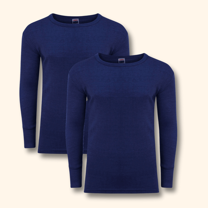 2 Pack Men's Thermal Underwear Long Sleeve Tops Warm Durable Baselayer Insulated Brushed Yarn for Running Hiking Cold Weather Sportswear Durable Winter Clothing Small to XXL White Black Grey Navy by Heatwave Thermalwear NAVY / S Thermal Underwear