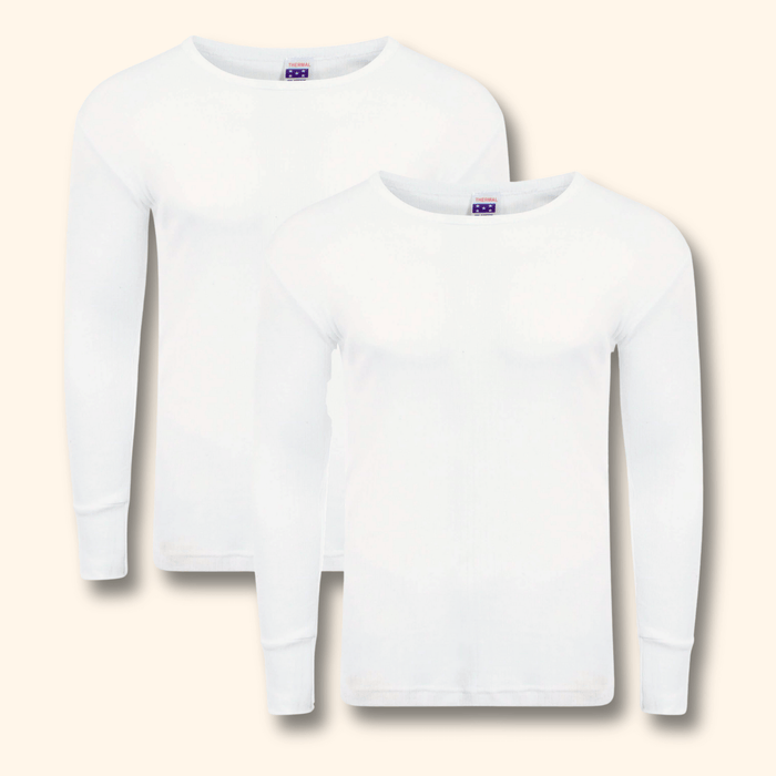 2 Pack Men's Thermal Underwear Long Sleeve Tops Warm Durable Baselayer Insulated Brushed Yarn for Running Hiking Cold Weather Sportswear Durable Winter Clothing Small to XXL White Black Grey Navy by Heatwave Thermalwear WHITE / S Thermal Underwear