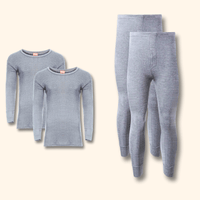 2 Pack Men's Thermal Underwear Set Long Sleeve Tops and Long John Bottoms Warm Baselayer Insulated Brushed Yarn for Running Hiking and Workwear Insulating Yarn Small to XXL White Black Grey Navy by Heatwave Thermalwear GREY / S Thermal Underwear