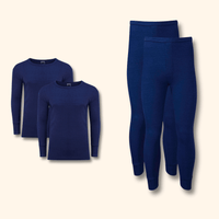 2 Pack Men's Thermal Underwear Set Long Sleeve Tops and Long John Bottoms Warm Baselayer Insulated Brushed Yarn for Running Hiking and Workwear Insulating Yarn Small to XXL White Black Grey Navy by Heatwave Thermalwear NAVY / S Thermal Underwear