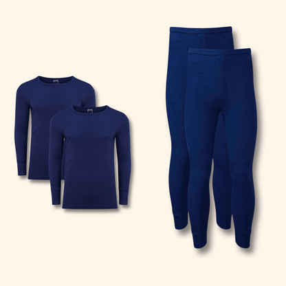 2 Pack Men's Thermal Underwear Set Long Sleeve Tops and Long John Bottoms Warm Baselayer Insulated Brushed Yarn for Running Hiking and Workwear Insulating Yarn Small to XXL White Black Grey Navy by Heatwave Thermalwear NAVY / S Thermal Underwear