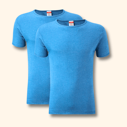 2 Pack Men's Thermal Underwear T Shirt Tops Warm Durable Baselayer Insulated Brushed Yarn for Running Hiking Outdoor Sports Workwear Small to XXL White Black Grey Navy by Heatwave Thermalwear BLUE / S Thermal Underwear