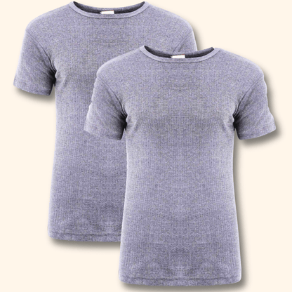 2 Pack Men's Thermal Underwear T Shirt Tops Warm Durable Baselayer Insulated Brushed Yarn for Running Hiking Outdoor Sports Workwear Small to XXL White Black Grey Navy by Heatwave Thermalwear GREY / S Thermal Underwear
