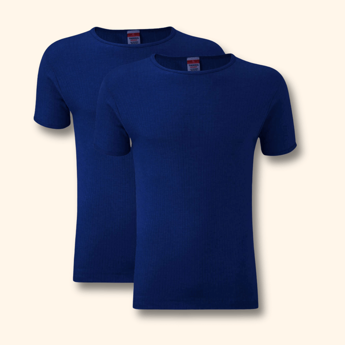 2 Pack Men's Thermal Underwear T Shirt Tops Warm Durable Baselayer Insulated Brushed Yarn for Running Hiking Outdoor Sports Workwear Small to XXL White Black Grey Navy by Heatwave Thermalwear NAVY / S Thermal Underwear