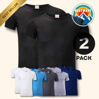 2 Pack Men's Thermal Underwear T Shirt Tops Warm Durable Baselayer Insulated Brushed Yarn for Running Hiking Outdoor Sports Workwear Small to XXL White Black Grey Navy by Heatwave Thermalwear Thermal Underwear