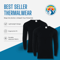 2 Pack Men's Thermal Underwear T Shirt Tops Warm Durable Baselayer Insulated Brushed Yarn for Running Hiking Outdoor Sports Workwear Small to XXL White Black Grey Navy by Heatwave Thermalwear Thermal Underwear