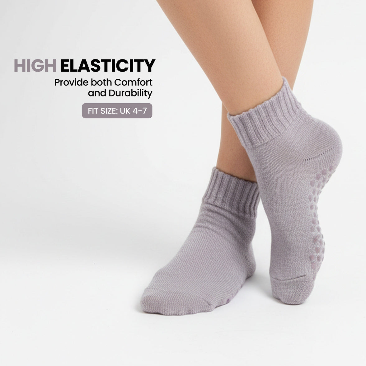 2 Pack Women’s Merino Wool Slipper Socks Non Slip Sole Warm Rich Bed Wear Cosy Winter Lounge Sock Ladies UK 4-7 by Sock Stack Purple/Pink Socks