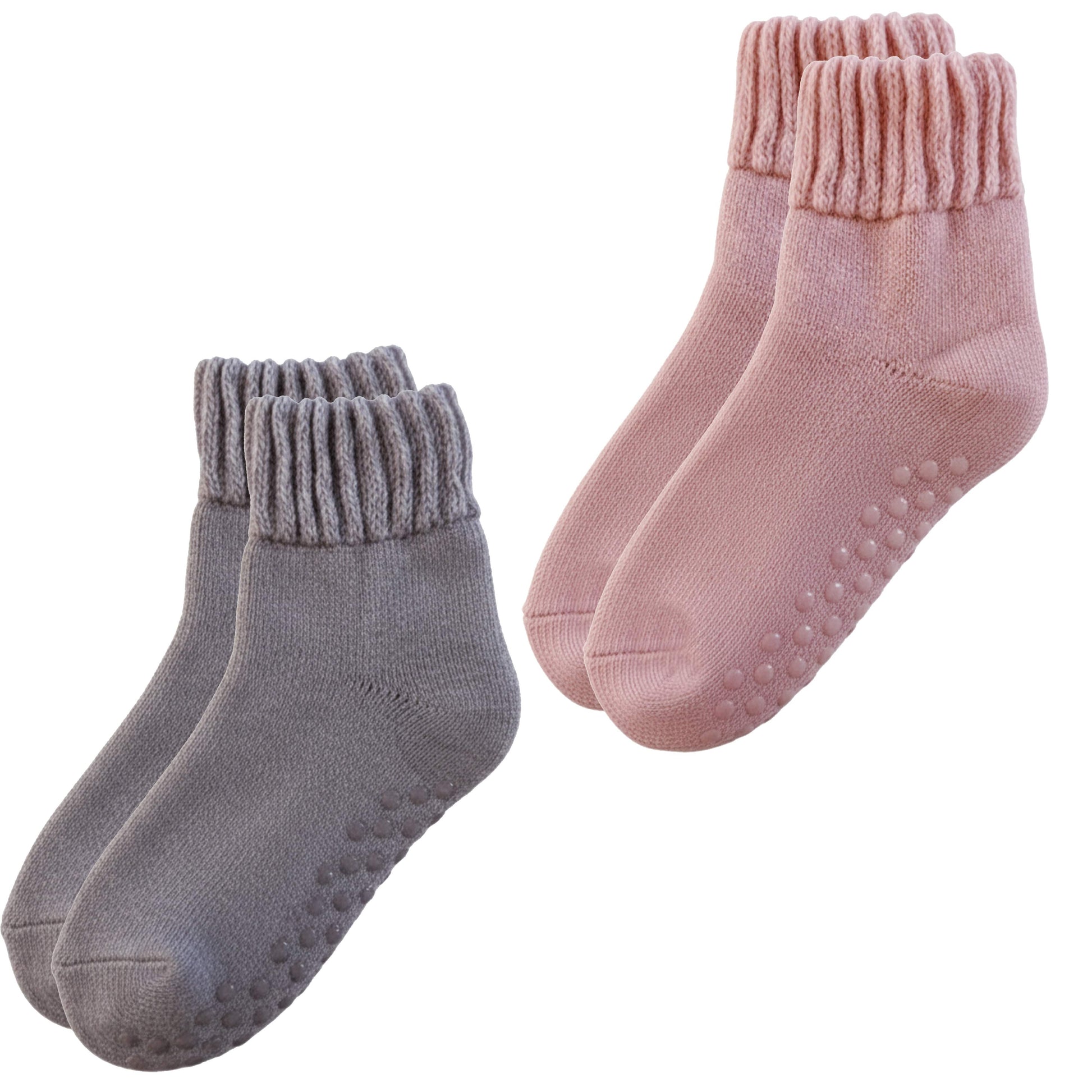 2 Pack Women’s Merino Wool Slipper Socks Non Slip Sole Warm Rich Bed Wear Cosy Winter Lounge Sock Ladies UK 4-7 by Sock Stack Purple/Pink Socks