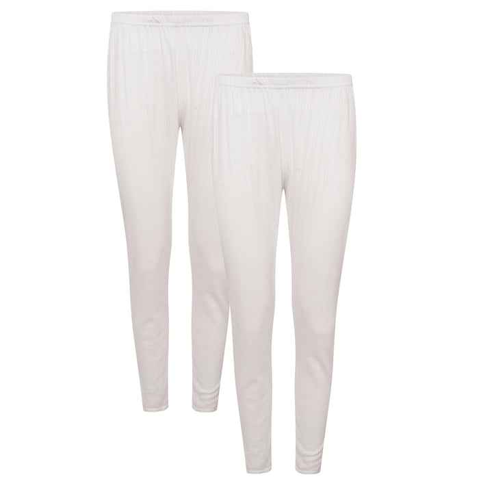 2 Pack Women’s Thermal Long Johns Base Layer Pants Warm Winter Underwear Bottoms for Outdoor Hiking & Skiing by Heatwave Thermalwear White / UK 10-12 (EU 38-40) Thermal Underwear