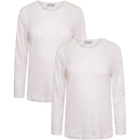 2-Pack Women's Thermal Long Sleeve Tops Base Layer Insulated Warm Underwear for Outdoor Sports Running Hiking Cold Weather Workwear by Heatwave Thermalwear WHITE / 14-16 Thermal Underwear