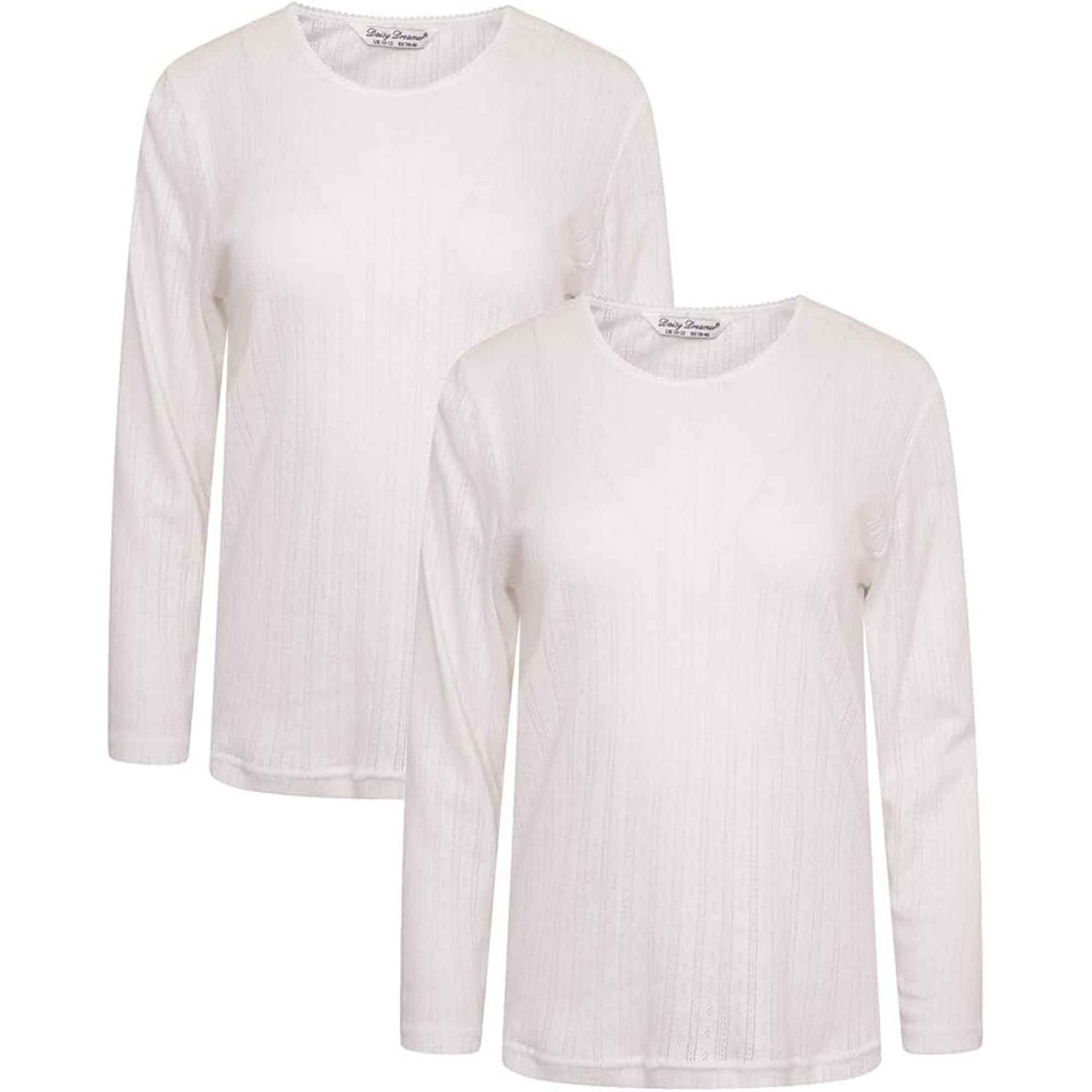 2-Pack Women's Thermal Long Sleeve Tops Base Layer Insulated Warm Underwear for Outdoor Sports Running Hiking Cold Weather Workwear by Heatwave Thermalwear WHITE / 14-16 Thermal Underwear