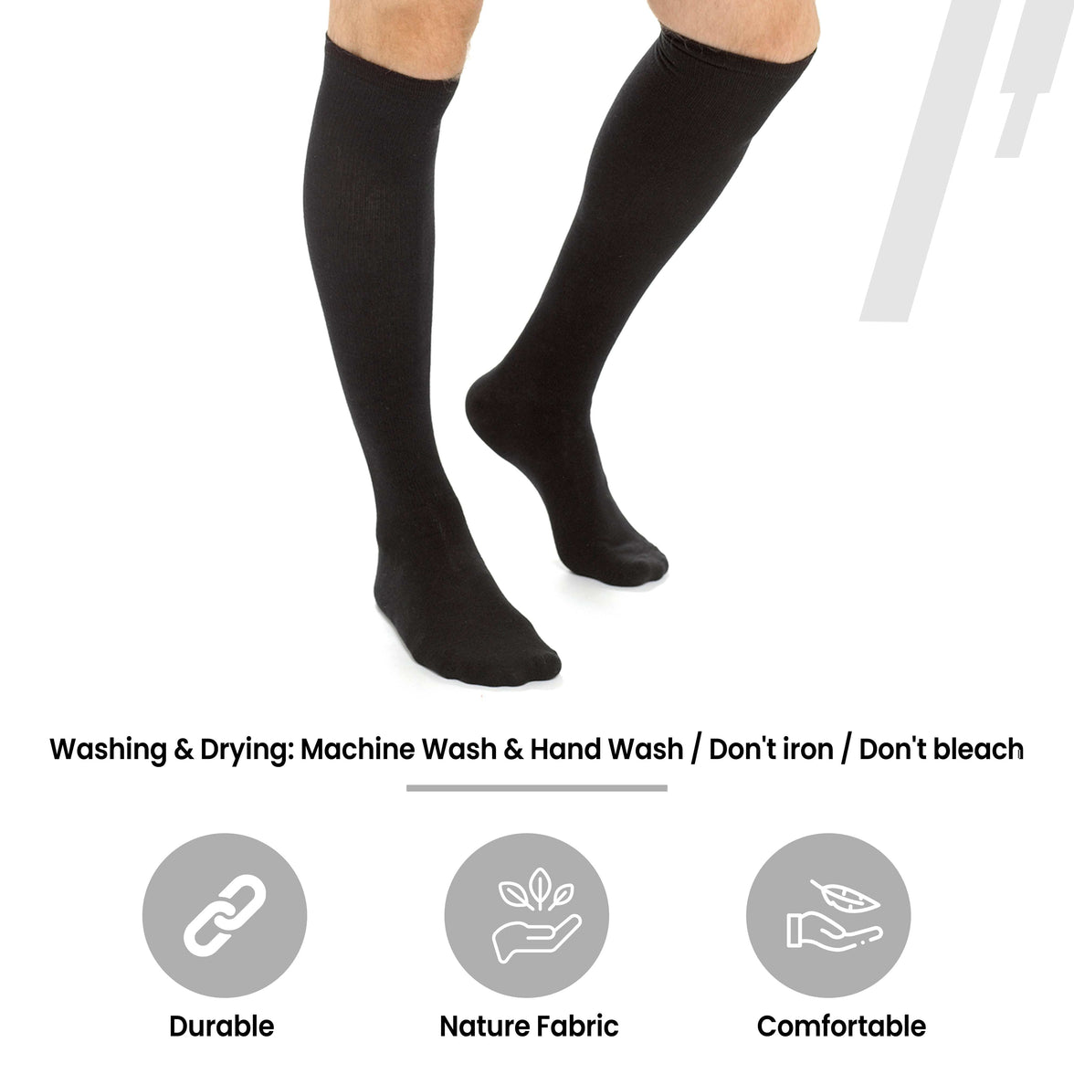 2 Pairs Unisex Travel Socks Black Long Knee High Breathable Flight Socks by Sock Stack Socks