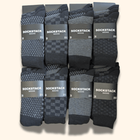 24 Pairs Men's Soft Cotton Colourful Heel Toe Black Argyle Diamond Easycare Comfortable Shoe Socks Flat Toe Seam Durable Work School Business Wear UK 6-11 by Sock Stack MILAN Socks