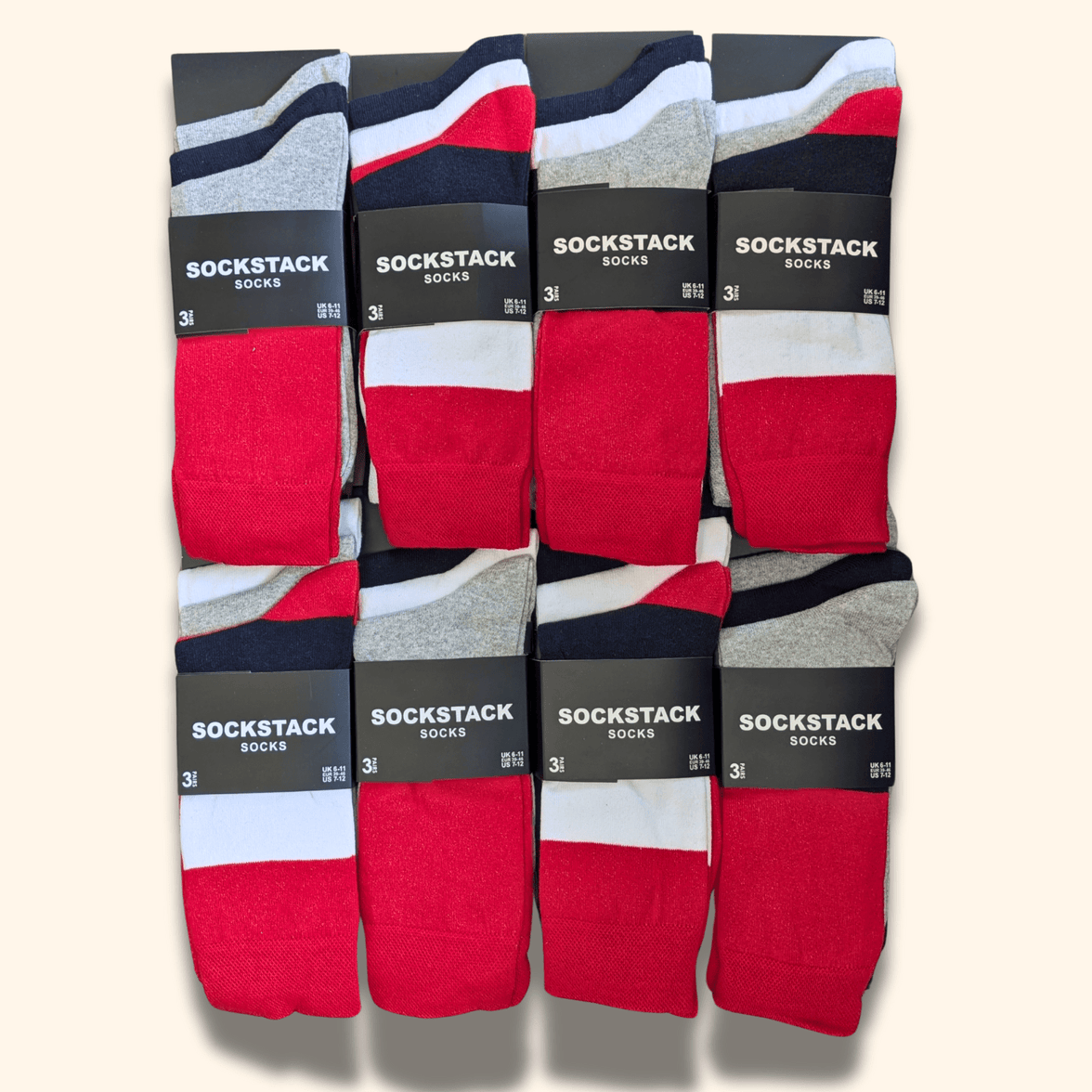 24 Pairs Men's Soft Cotton Colourful Heel Toe Black Argyle Diamond Easycare Comfortable Shoe Socks Flat Toe Seam Durable Work School Business Wear UK 6-11 by Sock Stack PARIS Socks