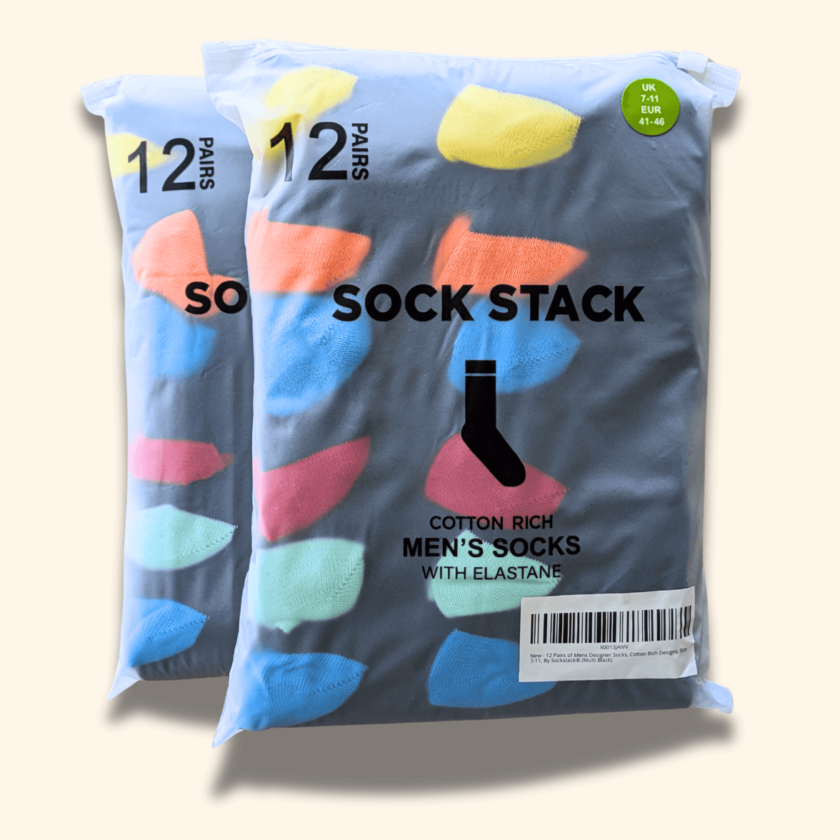 24 Pairs Men's Soft Cotton Colourful Heel Toe Black Argyle Diamond Easycare Comfortable Shoe Socks Flat Toe Seam Durable Work School Business Wear UK 6-11 by Sock Stack Socks