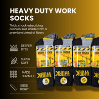 24 Pairs Mens Heavy Duty Work Socks Cushion Sole Reinforced Toe Heel Durable Black Boot Sock for Construction Outdoor Jobs Walking Sizes UK 6-11 EUR 39-45 by Sock Stack Socks