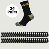 24 Pairs Mens Heavy Duty Work Socks Cushion Sole Reinforced Toe Heel Durable Black Boot Sock for Construction Outdoor Jobs Walking Sizes UK 6-11 EUR 39-45 by Sock Stack Socks