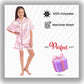 Girls Satin Silk Short Pyjama Set, Kids Everyday Loungewear, Cosy Nightwear PJs, Black Pink Grey
