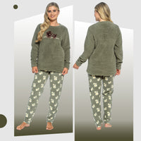 Conjunto de pijama de jersey de algodón con estampado de vaca Highland para mujer Daisy Dreamer, manga larga, ropa cómoda