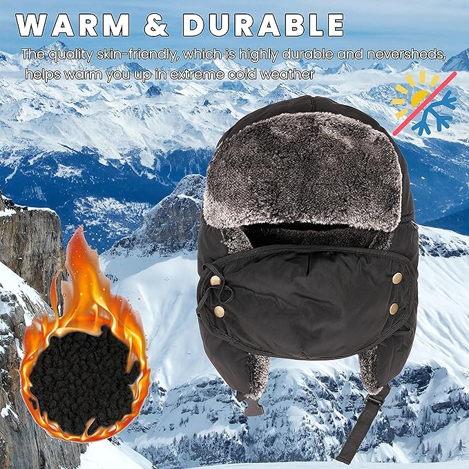 Men's 3 In 1 Trapper Hat With Mask Waterproof Super Soft Neck Warmer Ear Flaps. Buy now for £8.00. A Hats by Sock Stack. 3 in 1, black, climbing, comfortable, Ear Flap, faux fur, fur lined, hat, Hats, hiking, mask, mens, motorbike riding, neck warmer, out