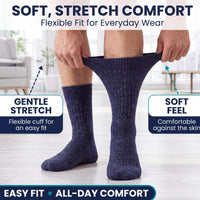 Sock Stack メンズ用糖尿病対応 ノンエラスティック ゆったりグリップソックス 千鳥格子 6足組 サイズ6～11 コットン製 快適な履き口 通気性 毎日使いに最適