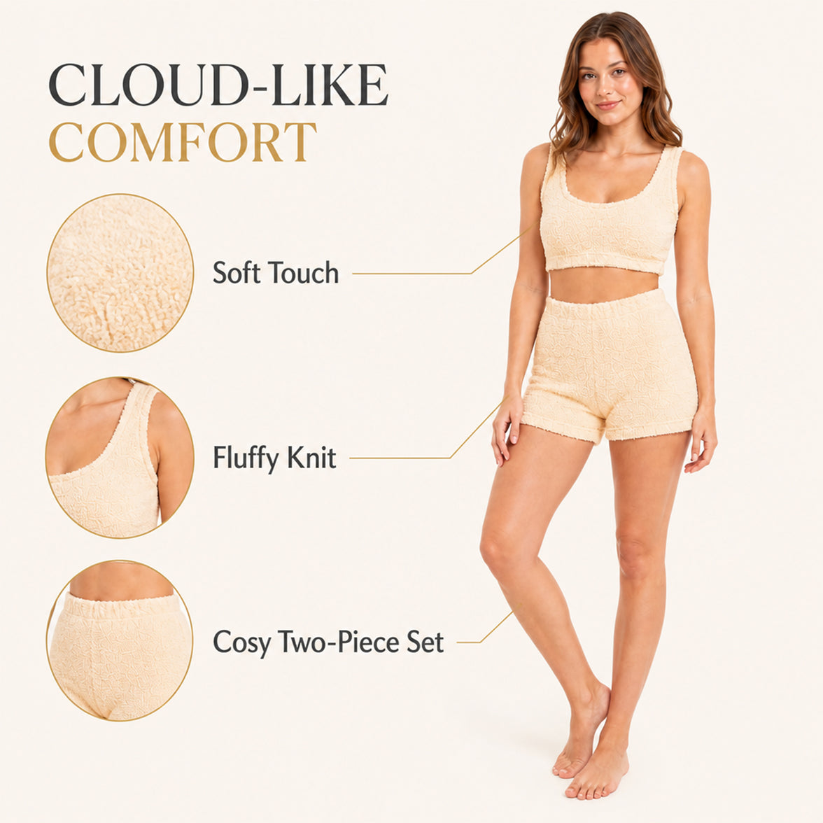 Daisy Dreamer Dames Teddy Fleece Crop Top en Shorts Pyjama Loungewear Set Ultra Zacht