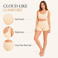 Daisy Dreamer Dames Teddy Fleece Crop Top en Shorts Pyjama Loungewear Set Ultra Zacht
