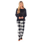 Women's Buffalo Check Fleece Pyjamas Set, Long Sleeve Top & Pajama Bottoms, Cosy Loungewear Nightwear