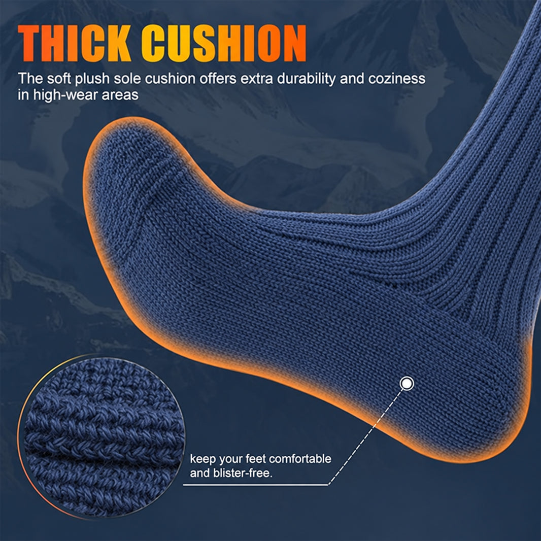 Sock Stack men's ultra chunky long wool thermal socks, 6 assorted pairs in assorted colors