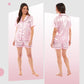 Women's Satin Silk Short Pyjama Set Soft Breathable Nightwear Loungewear PJs Black Pink Grey UK Sizes 8-22 by Daisy Dreamer. Buy now for £10.00.