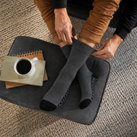 Sock Stack メンズ用糖尿病対応 ノンエラスティック ゆったりグリップソックス 千鳥格子 6足組 サイズ6～11 コットン製 快適な履き口 通気性 毎日使いに最適