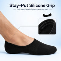 Sock Stack Men's No Show Trainer Socks 6 Pairs Low Cut Non-Slip Heel Grip UK 6-11