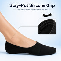 Sock Stack Women's No Show Trainer Socks 6 Pairs Low Cut Non-Slip Heel Grip UK 4-8