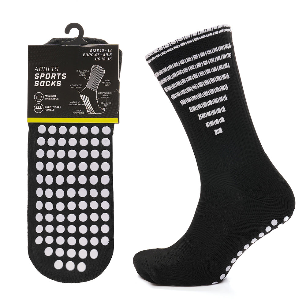 3 Pairs Black Anti Slip Football Grip Socks for Men Sports Socks for Gym Running Yoga Trekking Hiking by Sock Stack. Buy now for £9.00.