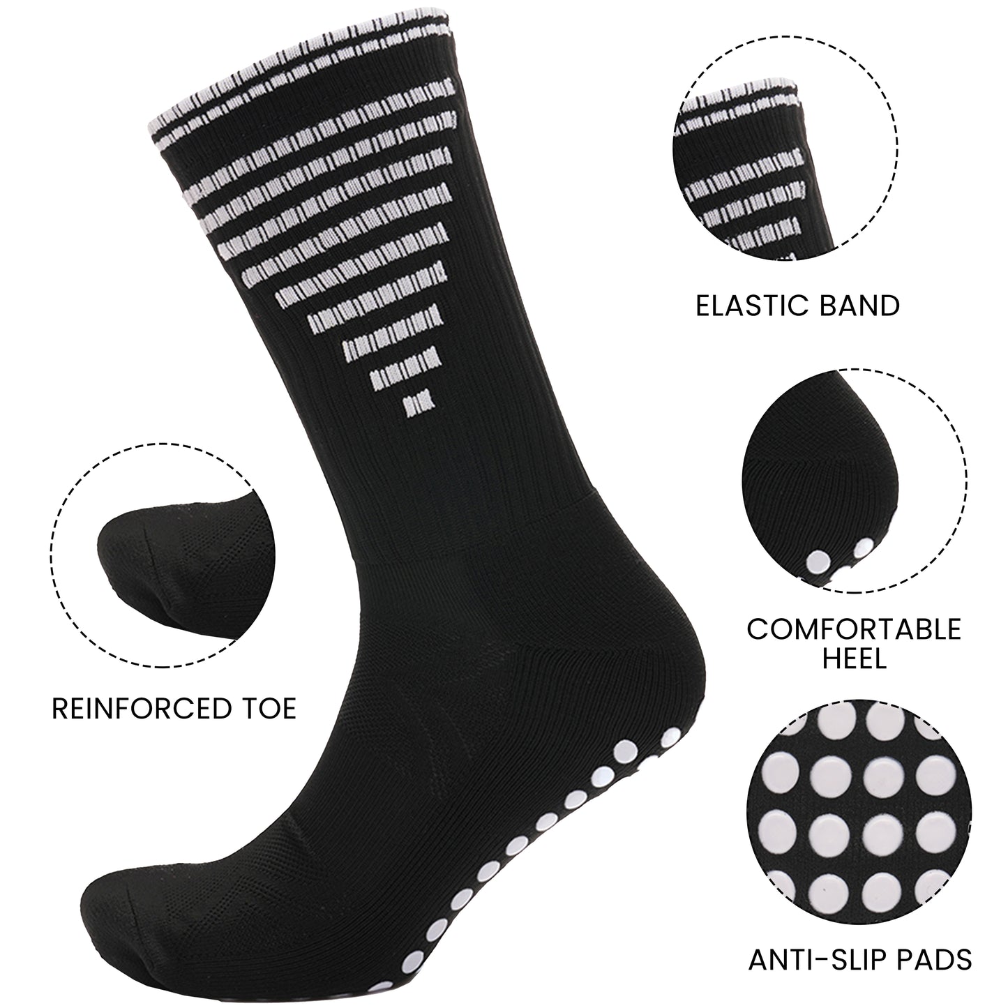 3 Pairs Black Anti Slip Football Grip Socks for Men Sports Socks for Gym Running Yoga Trekking Hiking by Sock Stack. Buy now for £9.00.