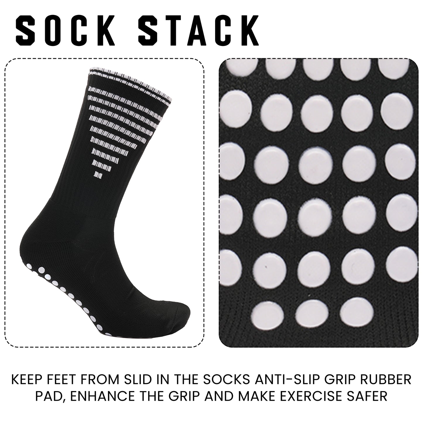 3 Pairs Black Anti Slip Football Grip Socks for Men Sports Socks for Gym Running Yoga Trekking Hiking by Sock Stack. Buy now for £9.00.