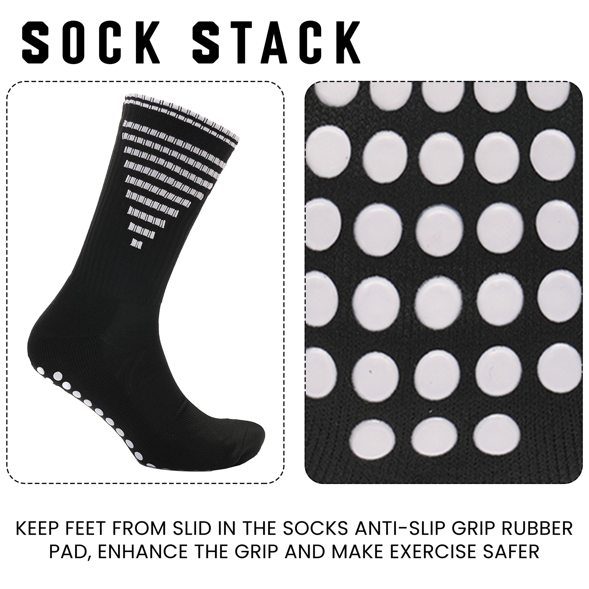 3 Pairs Black Anti Slip Football Grip Socks for Men Sports Socks for Gym Running Yoga Trekking Hiking by Sock Stack. Buy now for £9.00.
