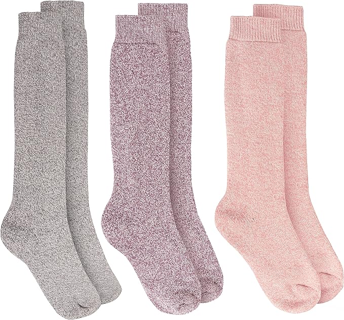 3 Pairs Ladies Wellington Boot Socks Warm Thermal Knee-High Outdoor Hiking Wool Blend Moisture-Wicking Assorted Colors Size UK 4-8 EU 37-40 by Sock Stack. Buy now for £11.00.