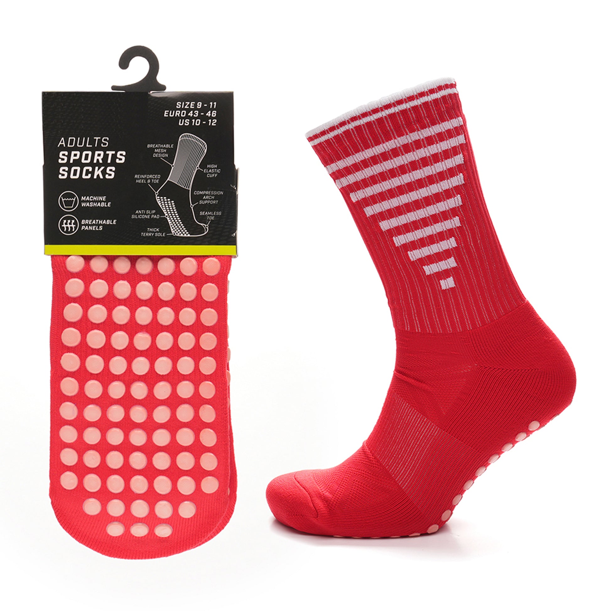 3 Pairs Red Anti Slip Football Grip Socks for Men Sports Socks for Gym Running Yoga Trekking Hiking by Sock Stack. Buy now for £9.00.