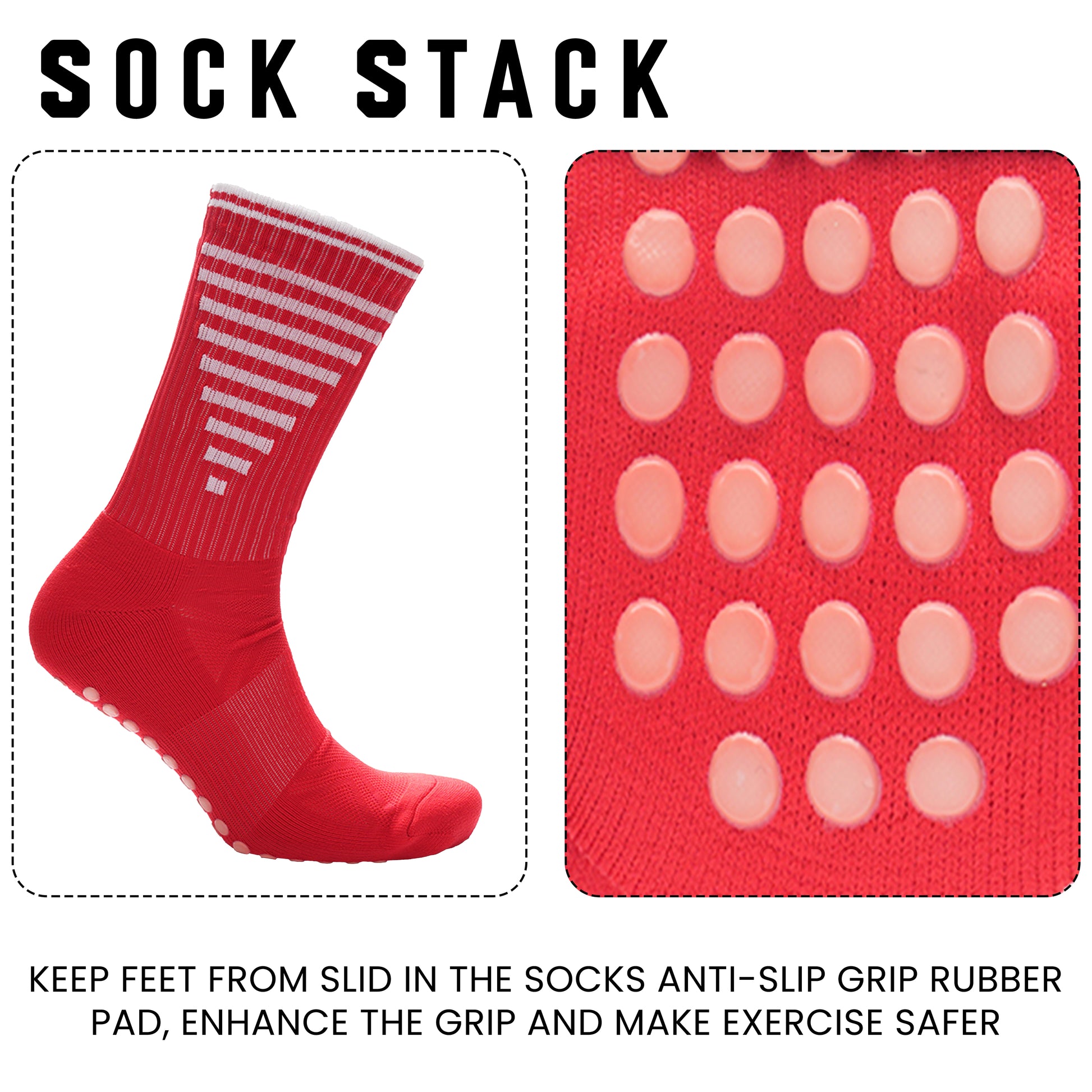 3 Pairs Red Anti Slip Football Grip Socks for Men Sports Socks for Gym Running Yoga Trekking Hiking by Sock Stack. Buy now for £9.00.