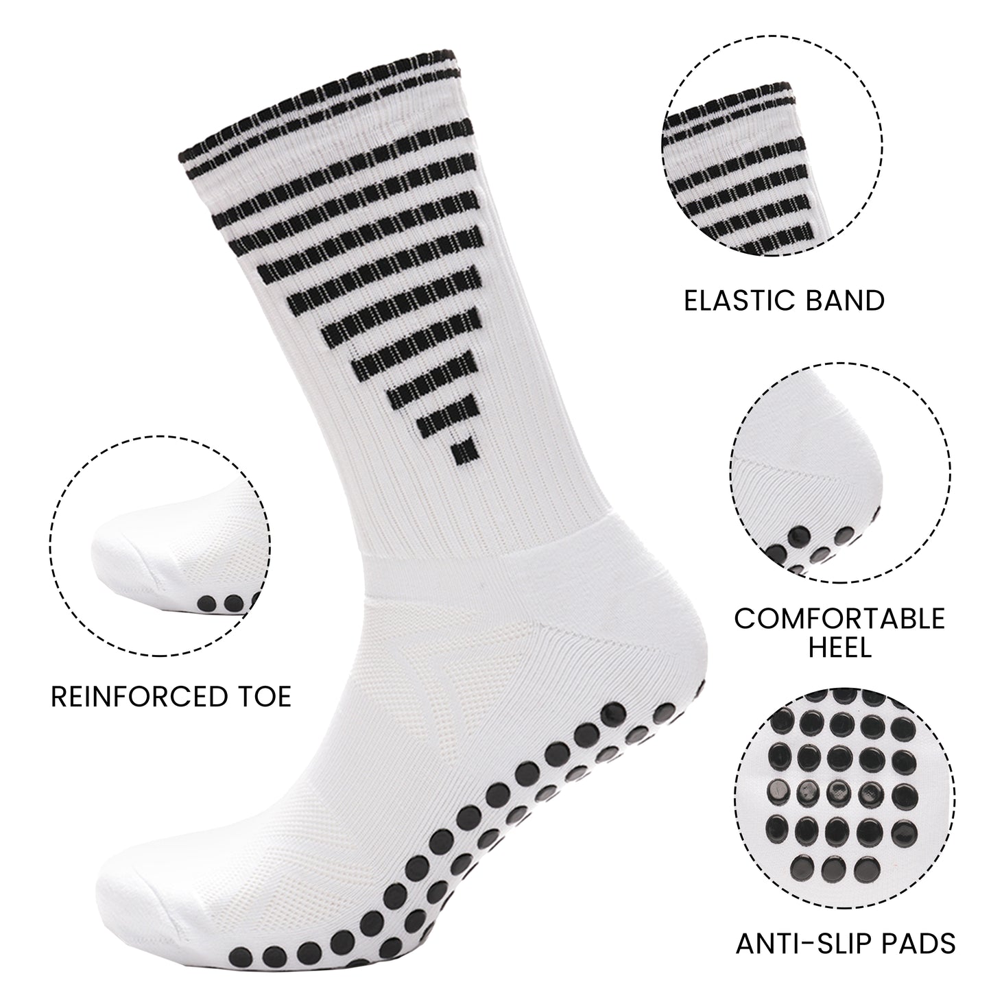 3 Pairs White Anti Slip Football Grip Socks for Men Sports Socks for Gym Running Yoga Trekking Hiking by Sock Stack. Buy now for £9.00.