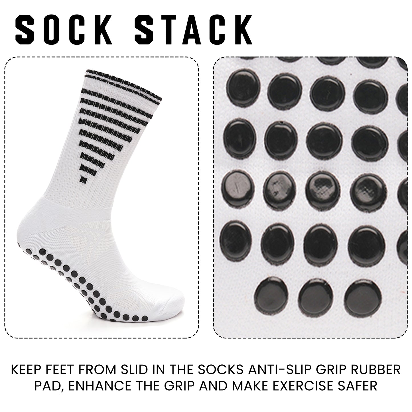 3 Pairs White Anti Slip Football Grip Socks for Men Sports Socks for Gym Running Yoga Trekking Hiking by Sock Stack. Buy now for £9.00.