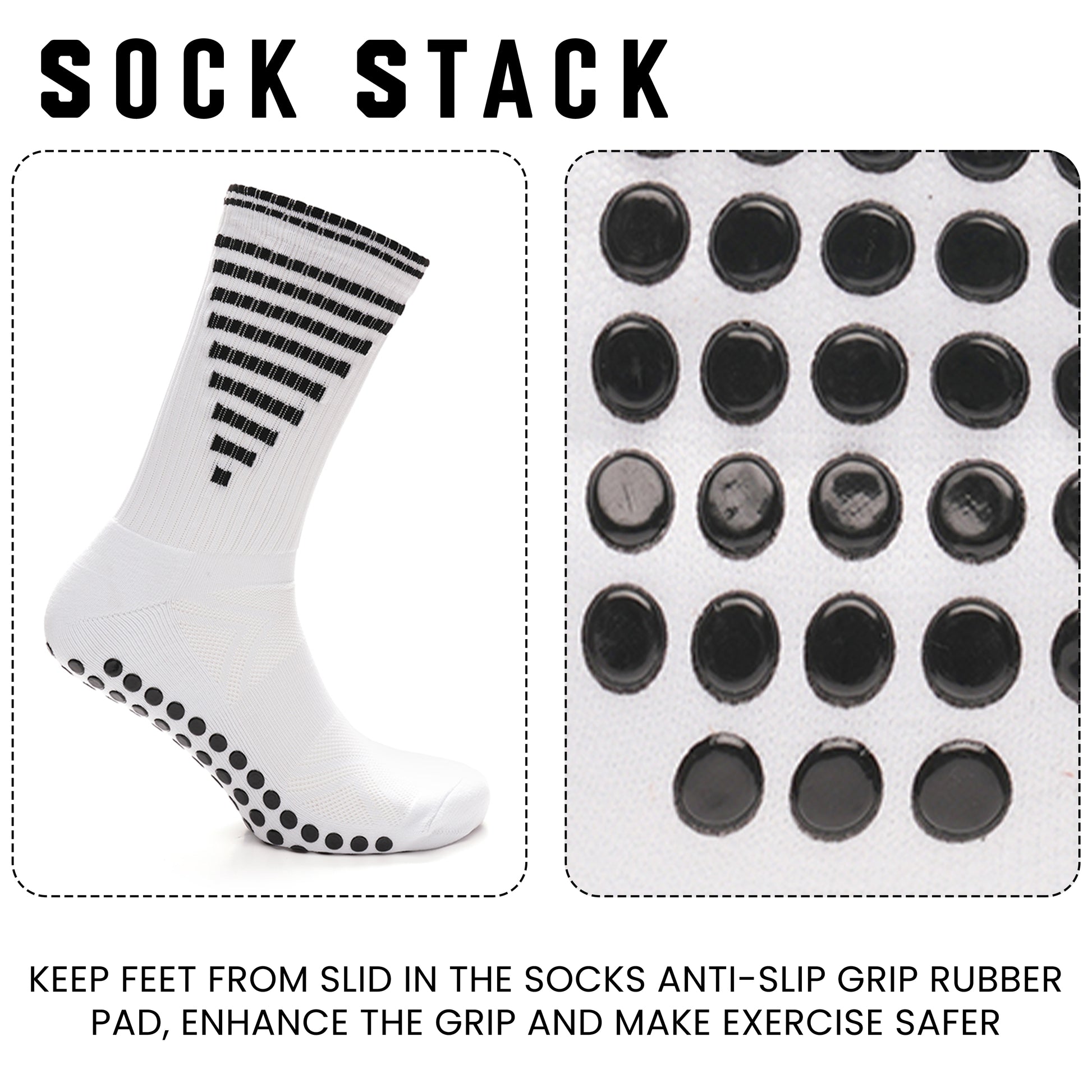 3 Pairs White Anti Slip Football Grip Socks for Men Sports Socks for Gym Running Yoga Trekking Hiking by Sock Stack. Buy now for £9.00.